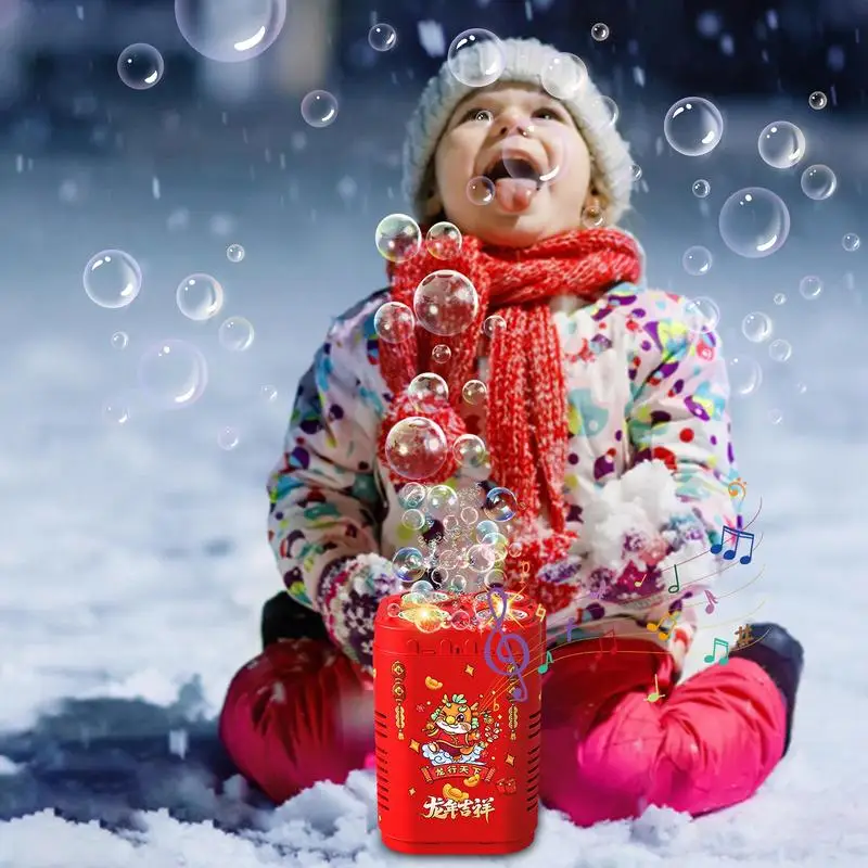 Machine à bulles de feux d'artifice automatique pour enfants, Année du dragon, Souffleur à bulles, Jouets pour enfants, Cadeaux du Nouvel An, 48 trous, 2024