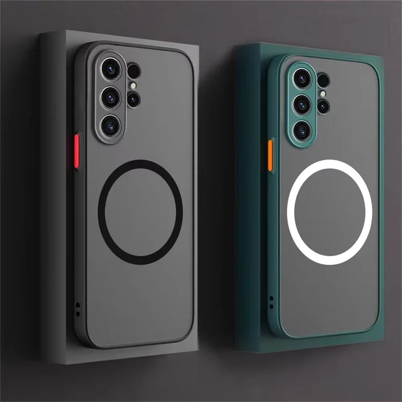 กรณีแม่เหล็กสําหรับSamsung Galaxy S25 S24 S23 S21 S20 Ultra Plus FEสําหรับMagsafeสําหรับSamsung S22 หมายเหตุ 20 Ultra 10 Plus