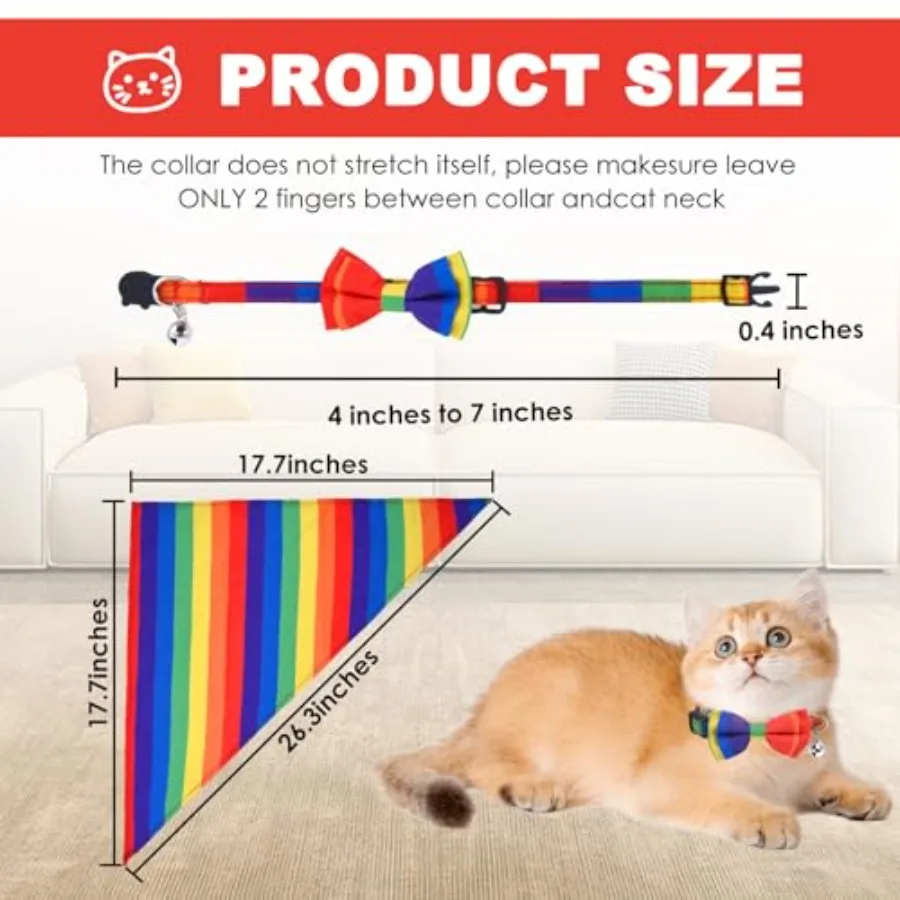 Raiow القط طوق Raiow الياقات القط مع جرس القط العلامات شخصية قابل للتعديل طوق الحيوانات الأليفة ووشاح الديكور مجموعة يناسب معظم فتاة
