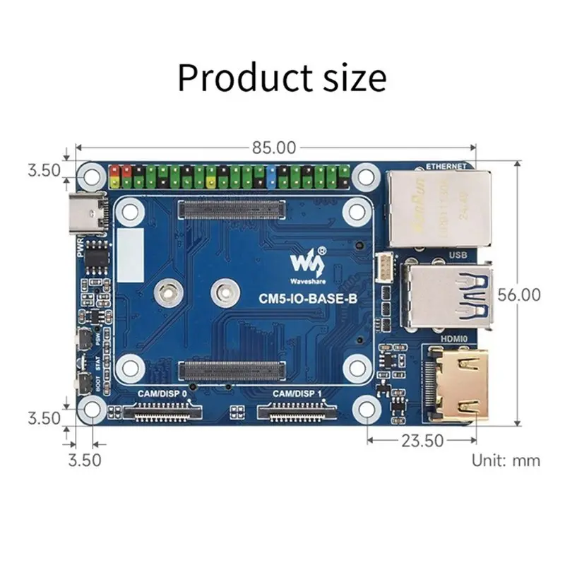 2X Waveshare Base Board For Raspberry Pi CM5 Expansion Board B-Type -Compatible RJ45 Gigabit Ethernet M.2 Slot