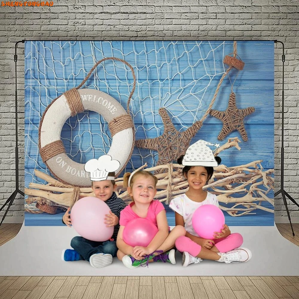 Nautical Rudder Starfish Sea Theme Photography Backdrop Newborn Baby Birthday Portrait Photocall Shoot Background Photo Studio