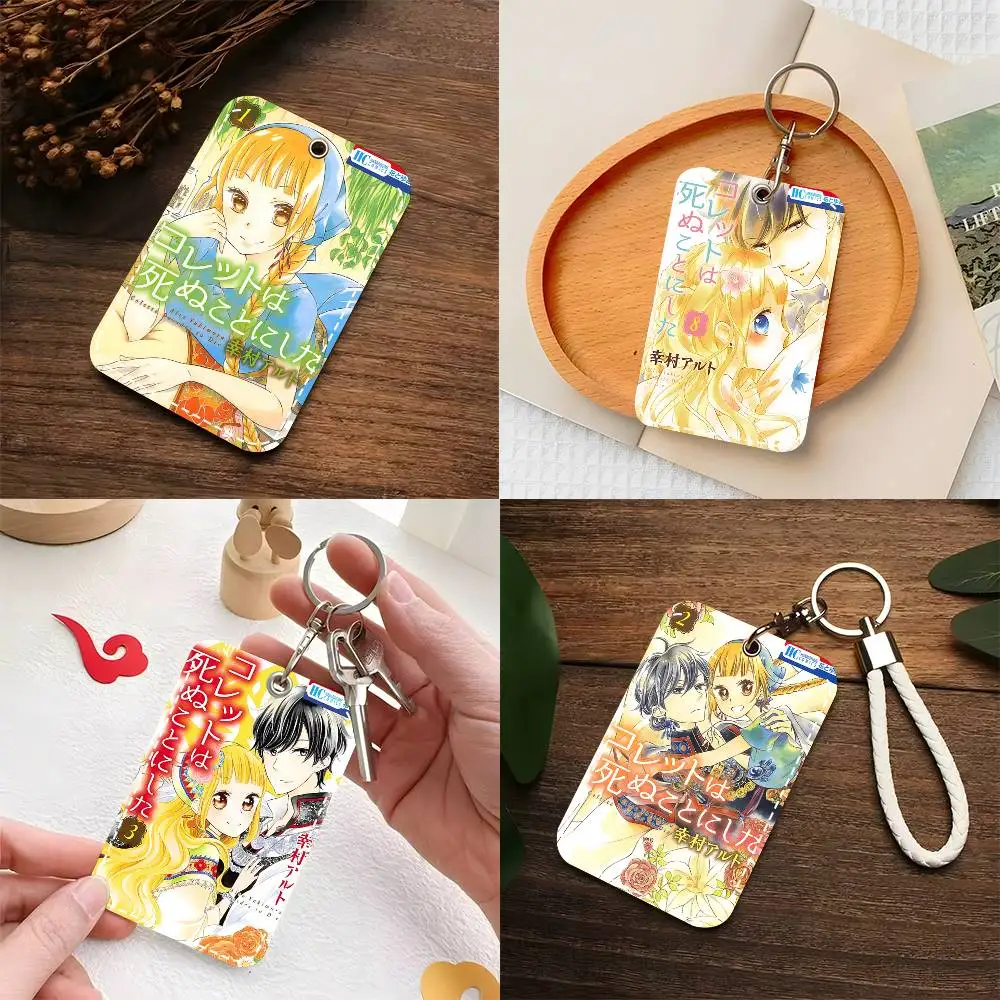 1pc Colette Wa Shinu Koto Ni Shita Card Case Keychain Access Card Bag Key Tag Ring Leather Card Holder Key Ring Access