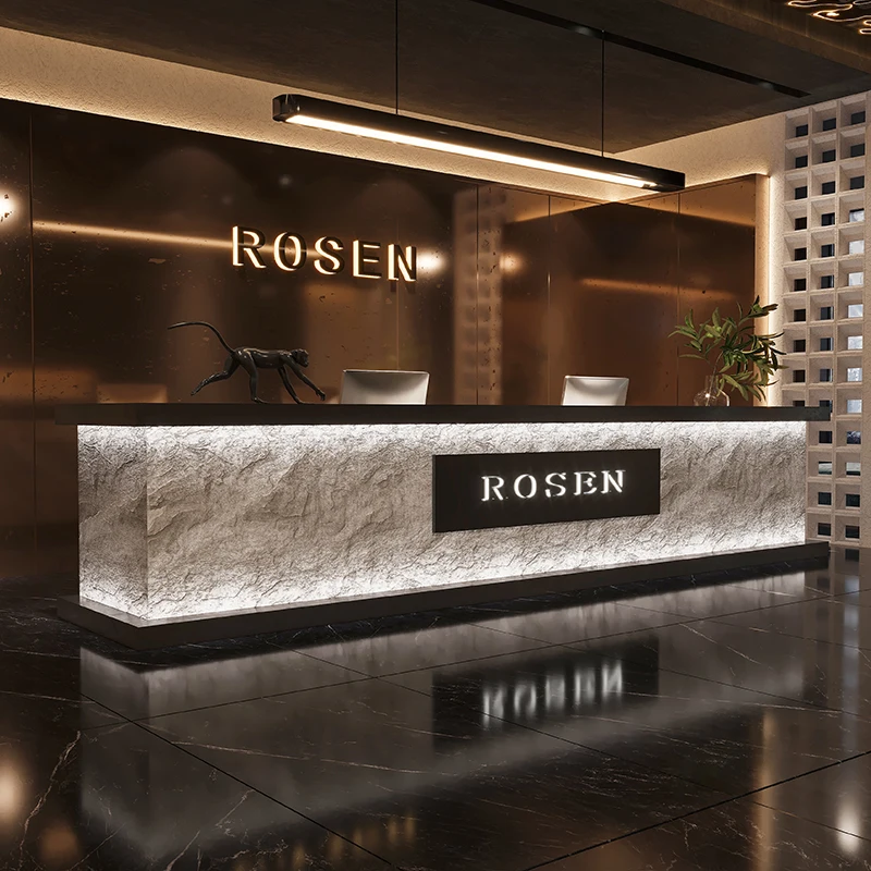 تخزين مكتب الاستقبال مكتب الاستقبال الحلاق صالون تجميل مكاتب الاستقبال الحديثة الكلاسيكية طويلة أثاث الاستقبال Mostrador