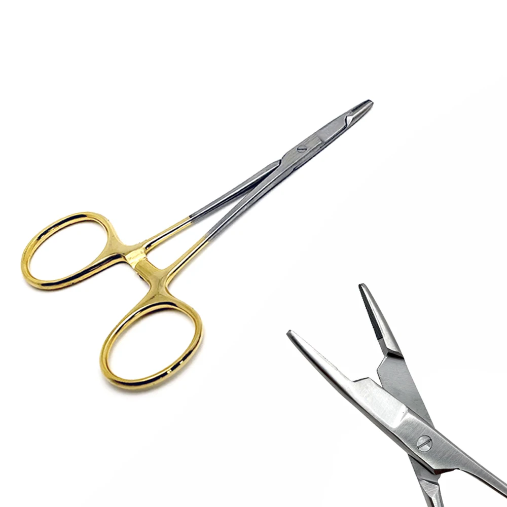 1PC Needle Holder Plier TC Head Reusable Stainless Steel Gold Plated Handle Orthodontic Forcep Dental Surgical Instrument tool