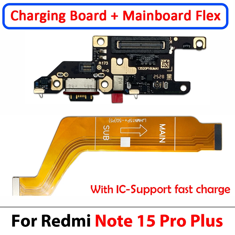 USB Port Connector Dock Charging Main Fpc Lcd Display Mainboard Flex Ribbon Cable for Xiaomi Redmi Note 15 4G 5G 15 Pro Plus