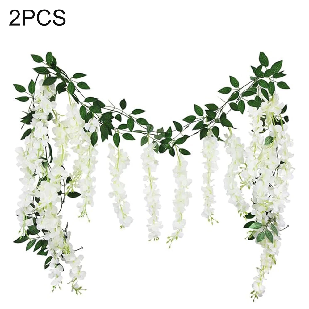 

Parties String Design Silk Decor Artificial Wisteria Vines Fence Hanging Flower PCS Wisteria Flowers Vine Part Name