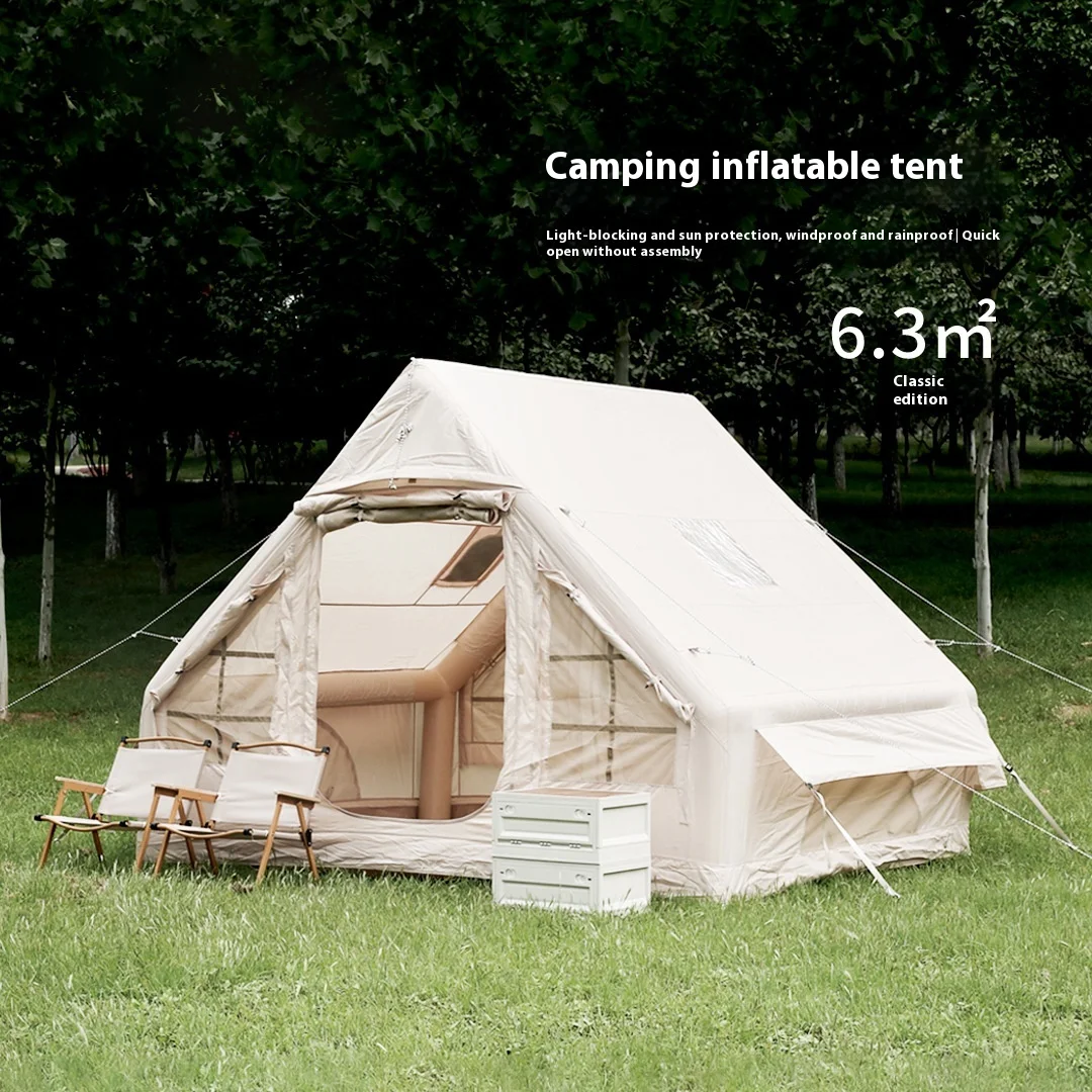 Outdoor Camping Inflatable Tent 3-4 Person Waterproof Oxford Fabric Thickened Rainproof Automatic Inflatable Tent