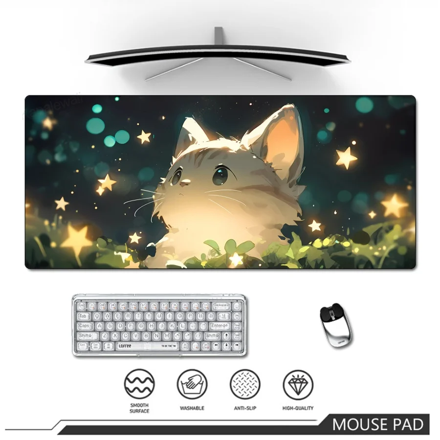 

Computer desk anime Cat Mouse pad rubber anti-slip Kawaii Computer Mat gamer pc accessories Gaming Keyboard Cute mousepads