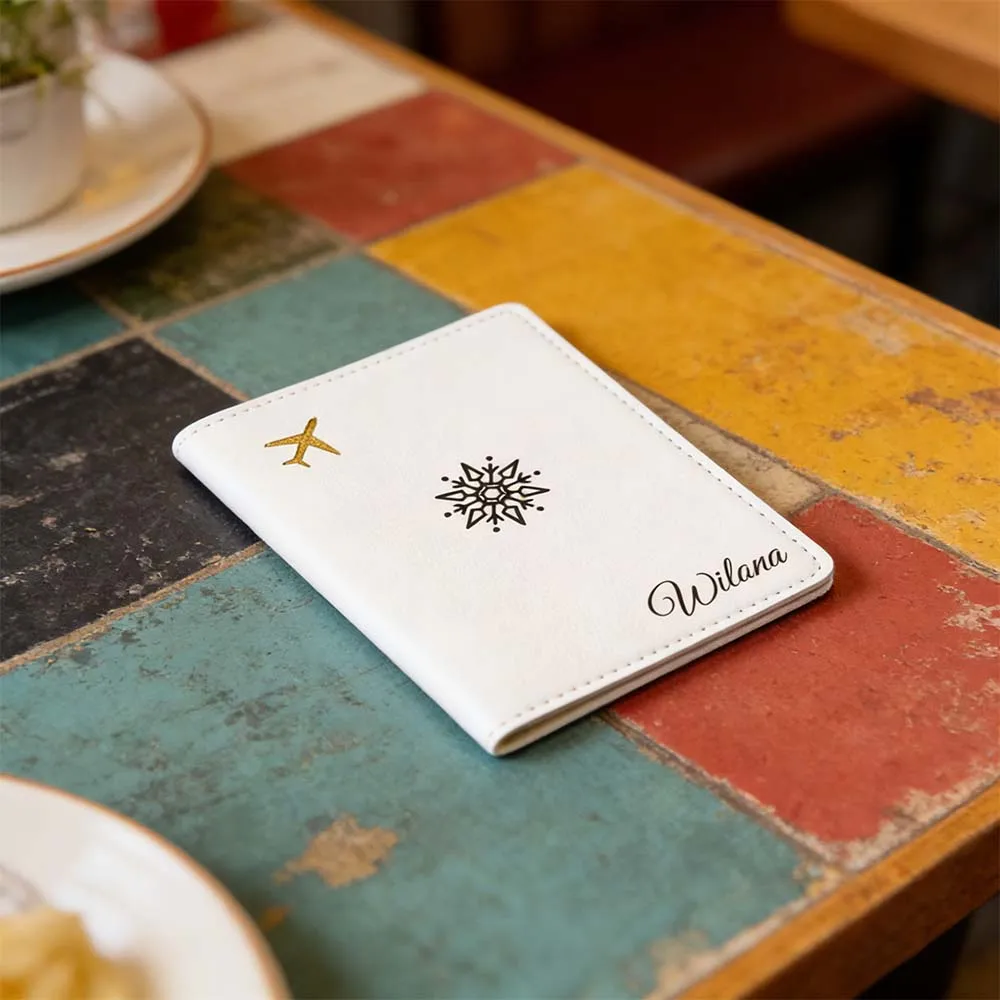 

1pc Personalized Name Passport Cover Christening Gift Laser Engraved Passport Holder Retro Style