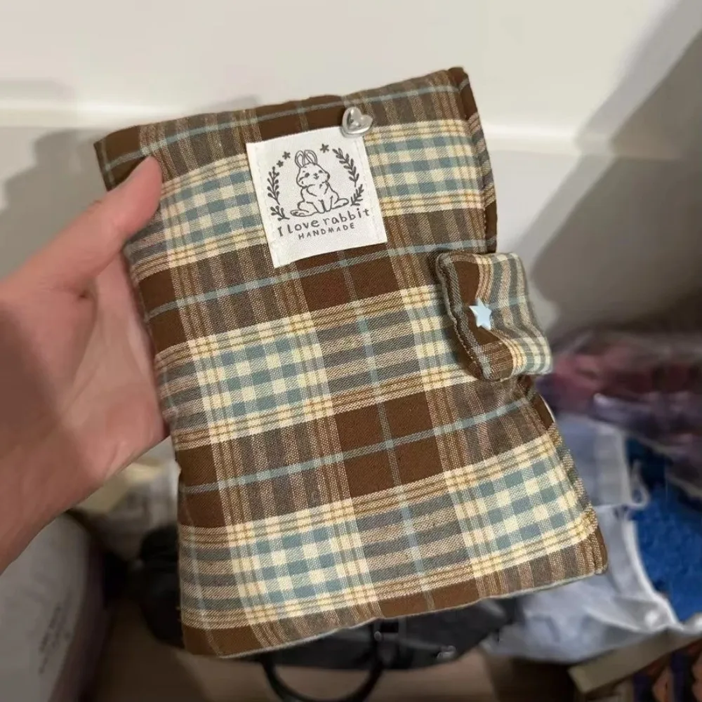 New 6-7 Inch E-Reader Sleeve Plaid Fabric Thick Padded Ebook Reader Pouch Shockproof Universal Protective Storage Bag