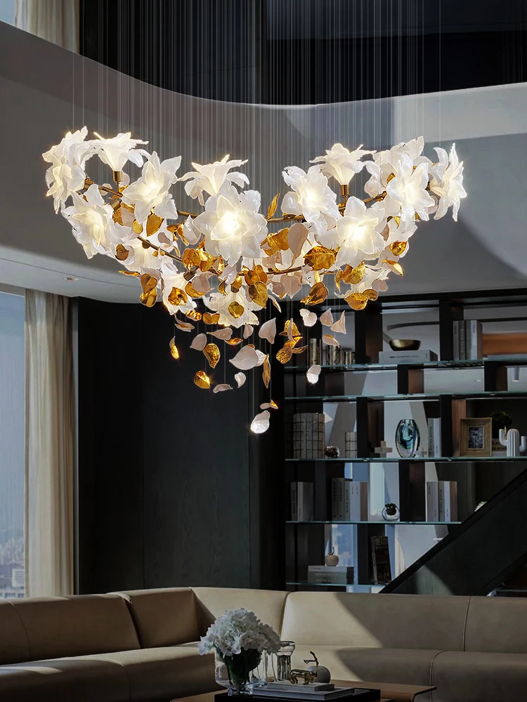 2024 Crystal Flower Chandelier Ceiling Chandelier Luxury Pendant Light for Bedroom Living Room Villa Home Decor Hanging Lighting