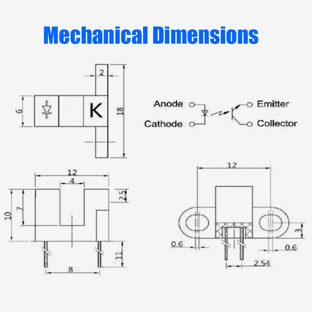 50PCS Beelee 1.6V Optical Type Photosensor 4pin Opto Interrupter Photointerrupters