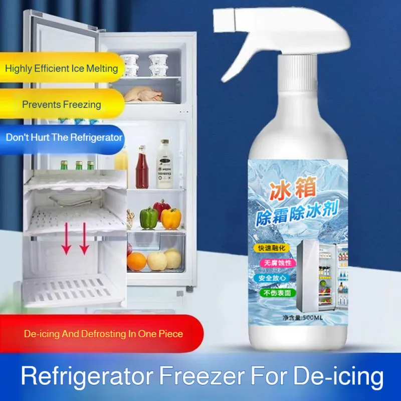 Spray Descongelante Rápido para Refrigeradores 500ml Removedor de Gelo para Freezer Descongelamento Eficiente para Carros e Eletrodomésticos