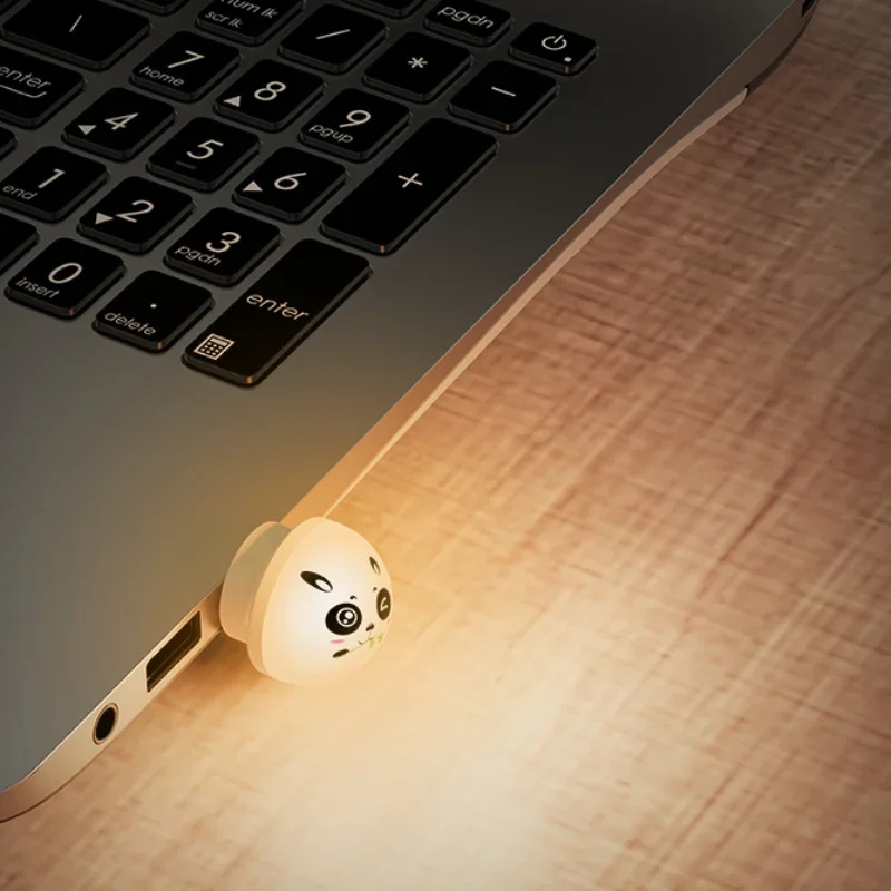 1/5Pcs Mini USB Plug Lamps Cartoon Eye Protection Reading Book Light Computer Mobile Power Charging USB Small Round LED Light