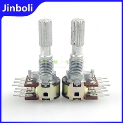 2PCS R1210G 12 Type B20K 6Pins Dual Speaker Amplifier Audio Treble And Bass Volume Potentiometer Flower Shaft Length 25mm
