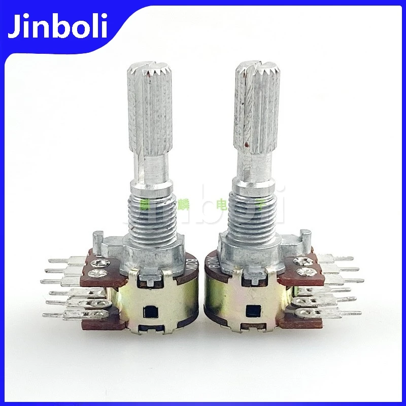 2PCS R1210G 12 Type B20K 6Pins Dual Speaker Amplifier Audio Treble And Bass Volume Potentiometer Flower Shaft Length 25mm