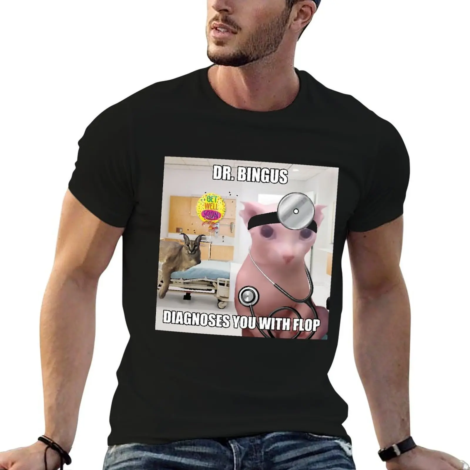

Dr. Bingus and Floppa T-Shirt man tshirt anime t shirts oversize t shirts for man pack white T-shirt