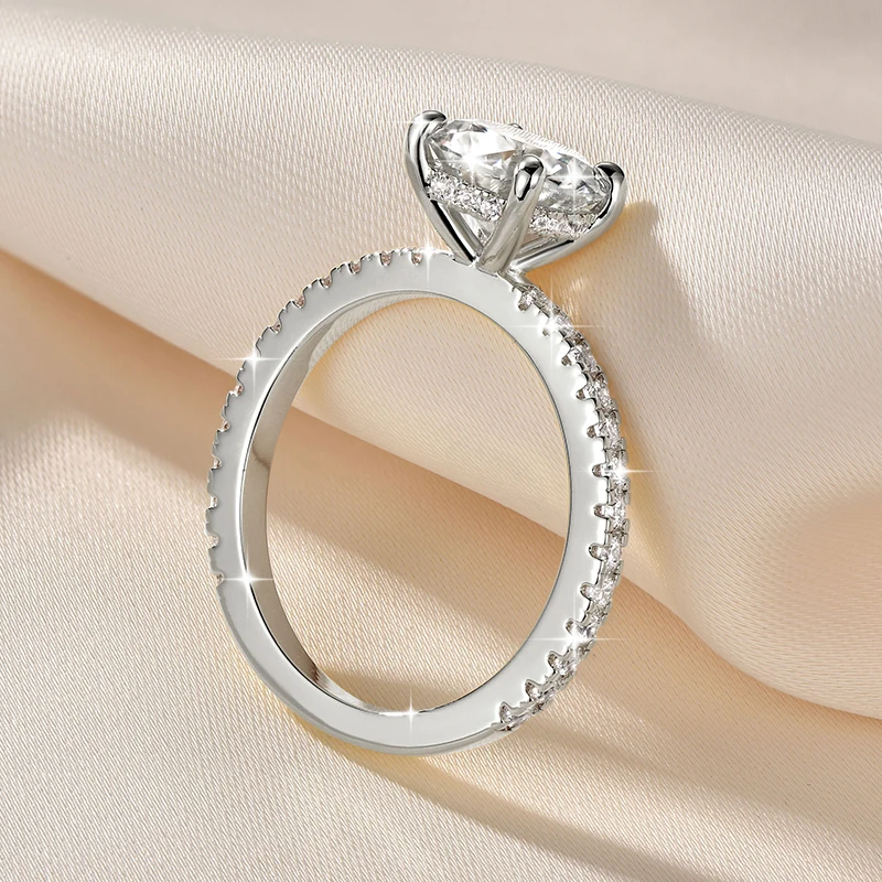 IOGOU Klassischer 8mm 2,0CT D Moissanit-Ring 14k Goldfilled Verlobungs- und Eheringe für Frauen Fingerschmuck mit GRA-Zertifikat