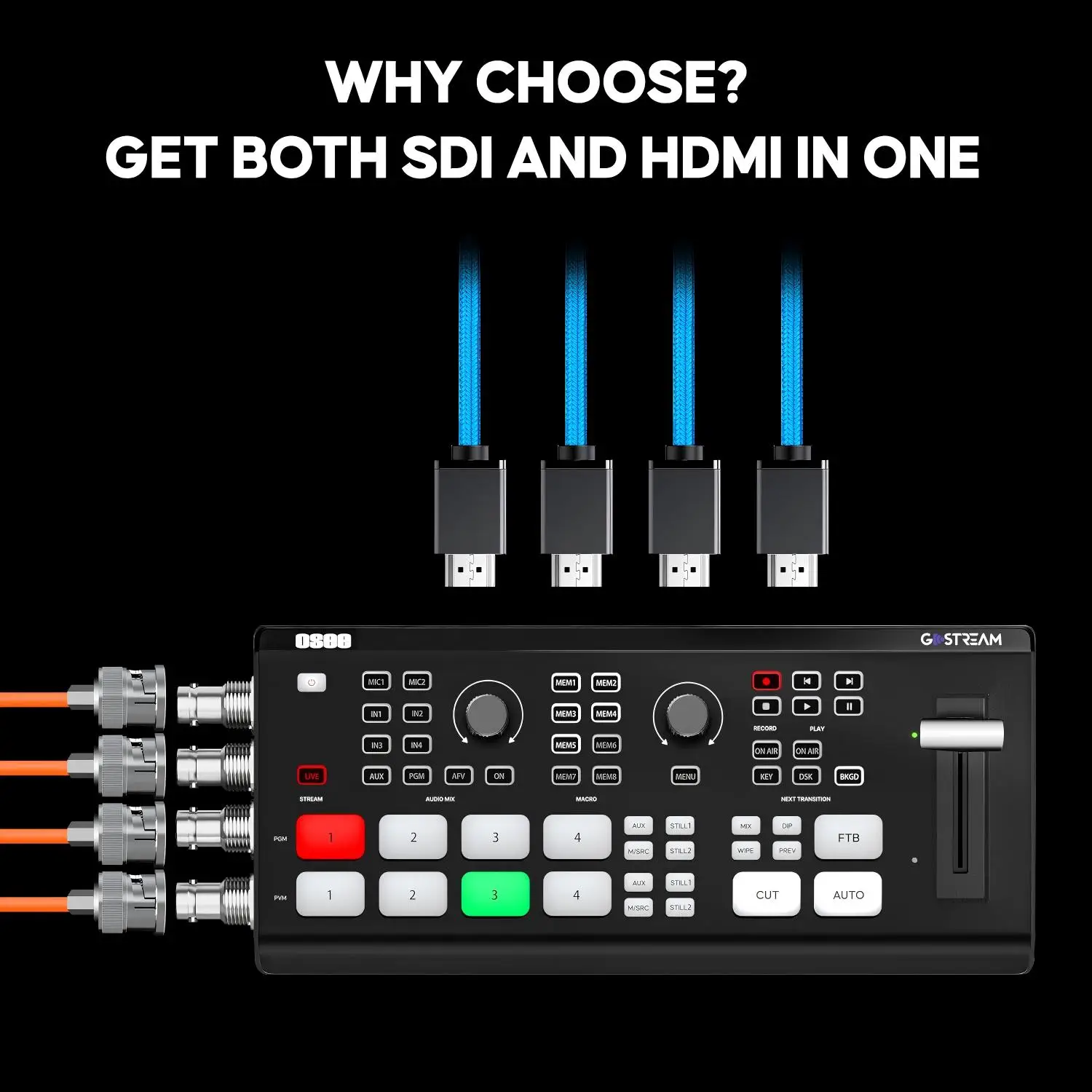 Osee GoStream Duet Mikser Wideo z Wieloma Kamerami Przełącznik SDI HDMI do Transmisji na Żywo 2 w 1 Przełącznik do Produkcji Transmisji na Żywo — zdjęcie produktu 2