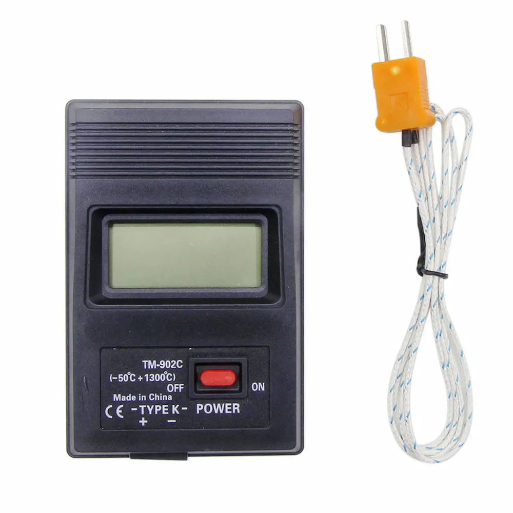 TM-902C Termómetro detector de temperatura LCD digital tipo K negro Medidor termodetector industrial + sonda termopar