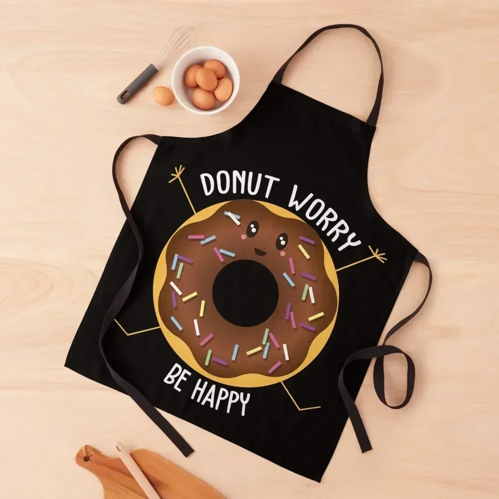 

Donut Worry Be Happy Apron Woman Work Costume Waiter christmas Nursing Apron