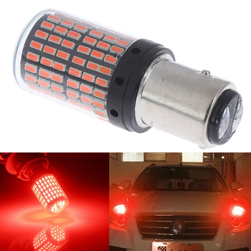 1 St 1157 LED Rood Canbus 3014 144-SMD Auto Richtingaanwijzer Remlicht Geen Flitser