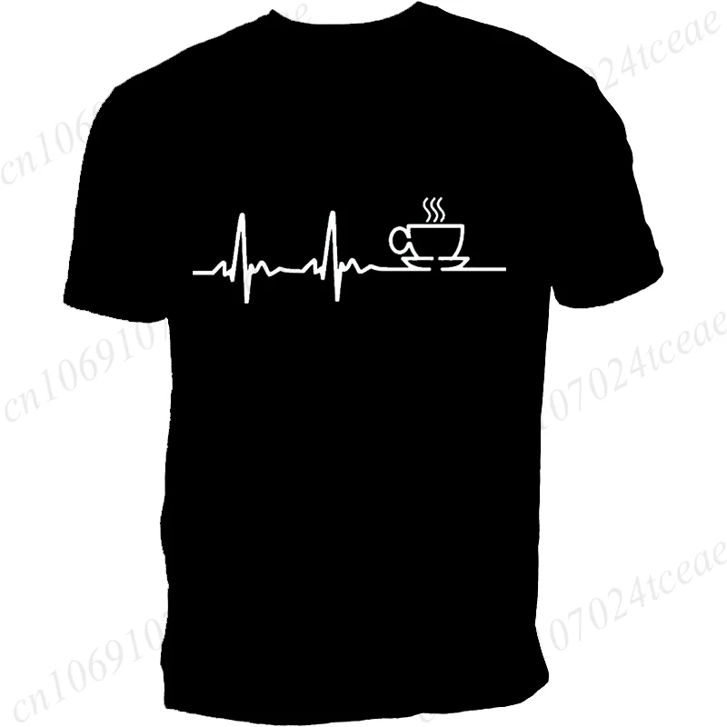 COFFEE ECG EKG MENS T-SHIRT LOVER GREAT FUNNY GIFT IDEA PRESENT CAFFEINE MEME Summer Men's Tee Top Men's Street Casual Clothing #3