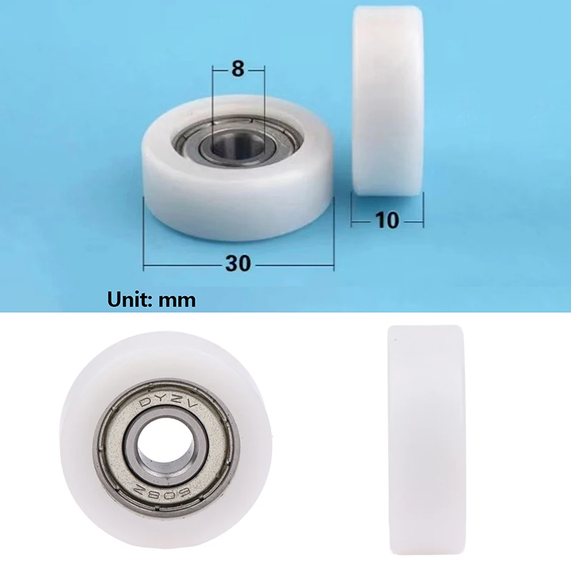 

1PC 8*30*10mm Injection Molded Nylon Coated Bearing Wheel Bearing 608 Roller Wheel Track Rail Pulley Door Window Track Pulley