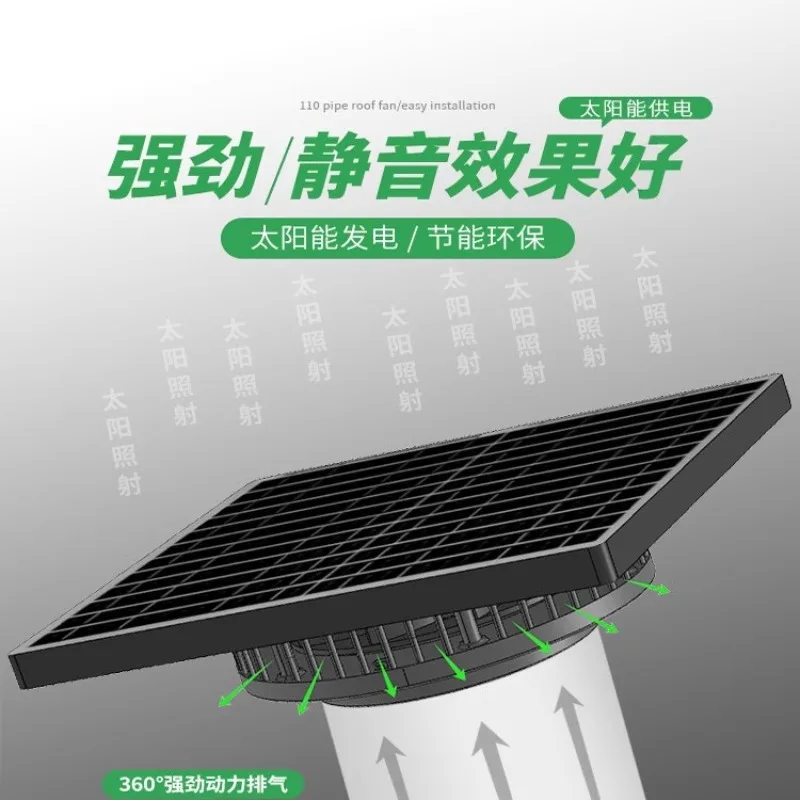 Solar Energy Saving Wall Mounted All in One Ventilator Universal Attic Pipe Container Roof Exhaust Fan