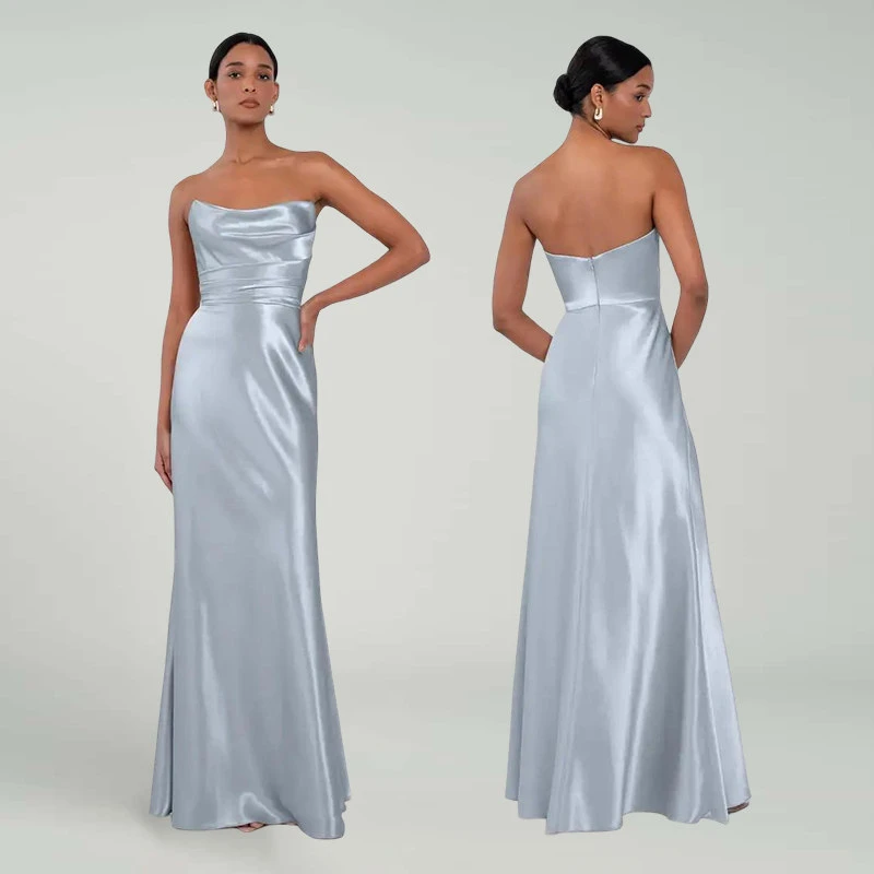 

Elegant Blue Satin Bridesmaid Dresses 2026 Trendy Formal Evening Gown Wedding Guest Party Prom Graduation Attire Multiple Styles