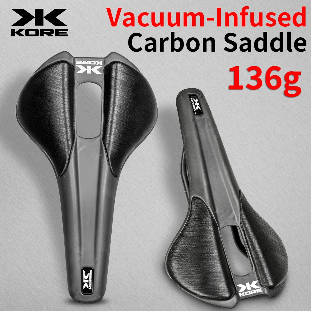 

KORE Bike Saddle Vacuum-Infused Carbon Wide Cushion Triathlon Road MTB Gravel Cycling Seating Accessories ultra-light 136g