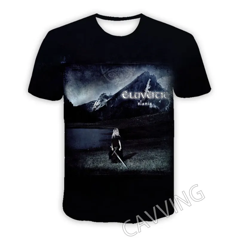 Nova Moda Camisetas Casuais Unissex com Estampa 3D ELUVEITIE, Camisetas de Música Metal, Estilos Harajuku, Blusas e Roupas