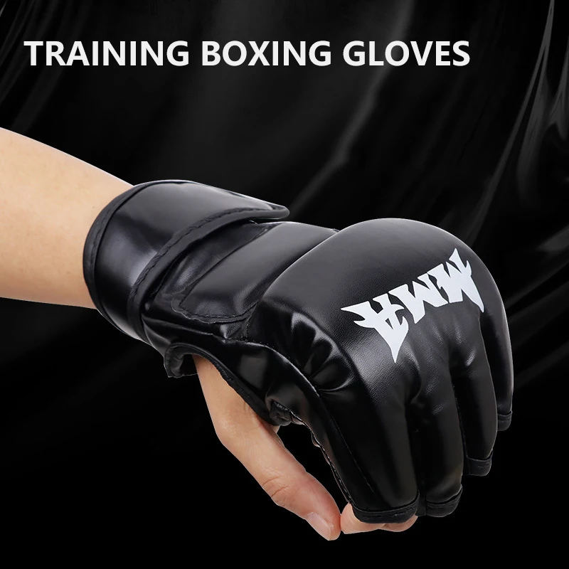 Boxing Training Gloves Professional Half Finger Leather Cushion for Adult Sanda Boxing UFC Training Sandbag Knuckles