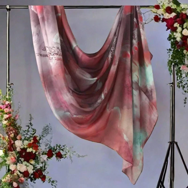 Watercolor Print Hijab Muslim Marble scarf Soft Breathable Sun Protection Lightweight Summer beach Wrap for Women image 5