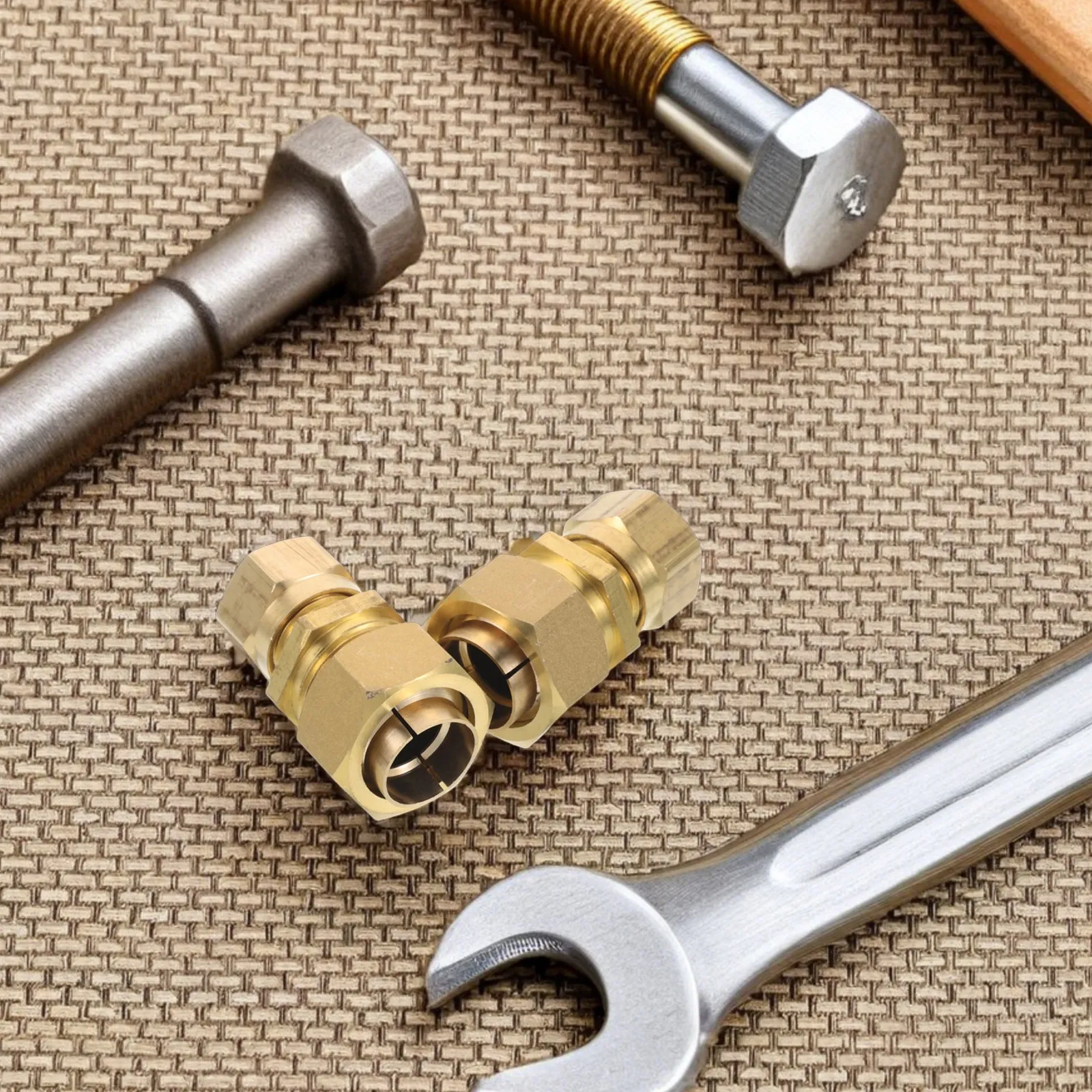 

2Pcs Quick Connector Brass Pipe Fittings Compression Tube Union Adapter Leak Proof for Water Gas Plumbing Pipe Fittings