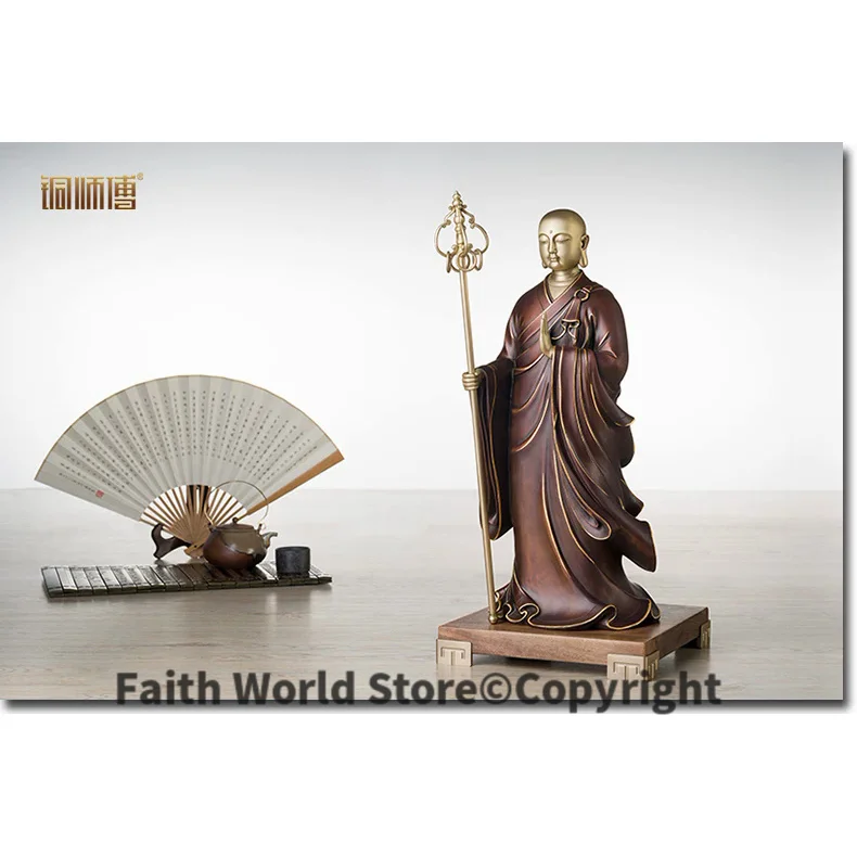 2025 LARGE-- home LIVING ROOM TOP COOL Decor -Buddhism RETRO Ksitigarbha CHAN DAO ART Hand engraving bronze statue sculpture