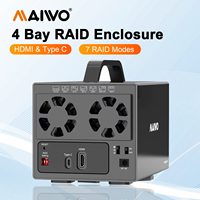 MAIWO 7 Raid 4 Bay Hard Drive Enclosure 3.5-inch HDD Case 3.5‘’ Hard Disk Box Docking Station with HDMI/4K High-definition Port