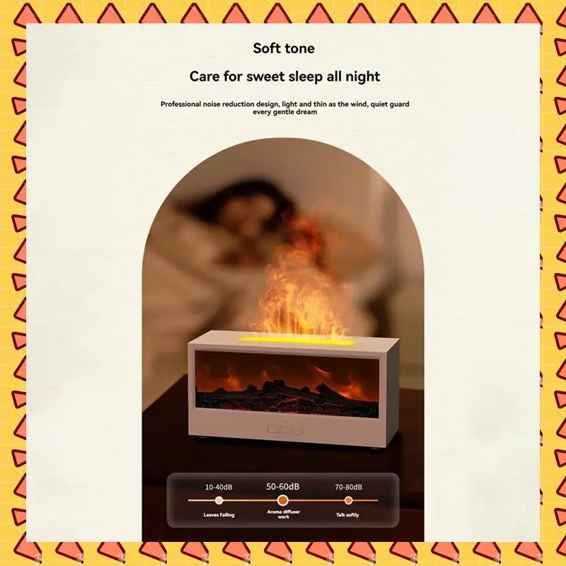 A008 Flame Essential Oil Diffuser 3D Flame Fireplace Aromatherapy Machine Colorful Humidifier With Remote Control For Bedroom B