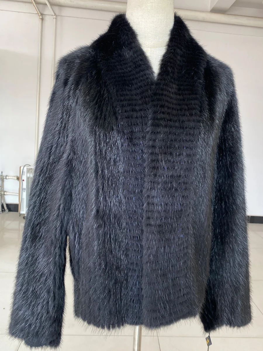 เสื้อโค้ทขนมิงค์แท้คุณภาพสูง HDHOHR 2025 สำหรับผู้หญิง ฤดูหนาว อุ่นสบาย ตกแต่งด้วยขนมิงค์ถัก แจ็คเก็ตขนมิงค์แท้ แฟชั่นสำหรับผู้หญิง