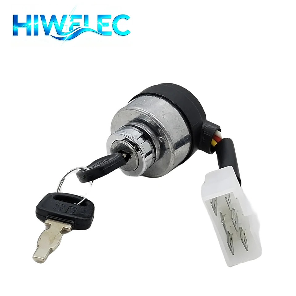 6 Wire 6 Pins Ignition Key Switch for 5KW-8KW 188F 190F Diesel Generator Ignition Start Key Lock Switch