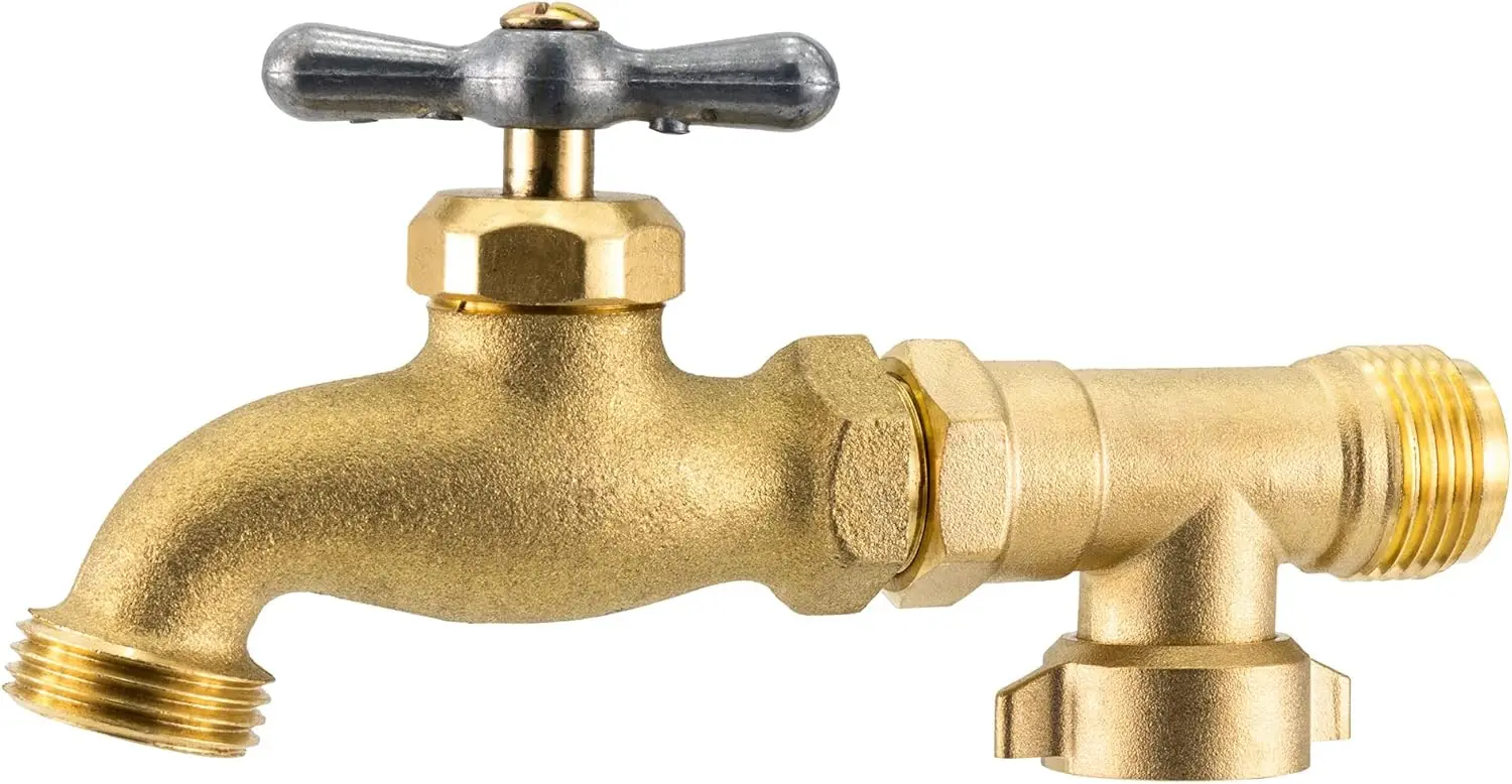 

90 Degree Water Faucet - Provides Extra Outside Water Source by Connecting to Your RV's Fresh Water Inlet. Brass Construction