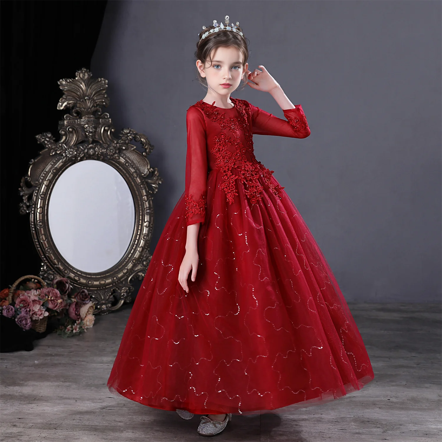 3-12 Years Baby Girl Princess Dress Party Ball Gown Wedding Lace Dresses Kids Christmas Bridesmaid Costume Birthday Party Dress