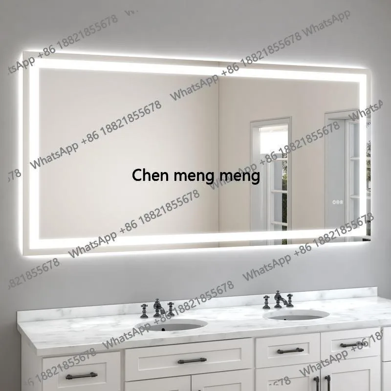 72x36 Frameless Eco-Friendly Silver Mirror with Dual LED Light Strips and Front & Back Lighting