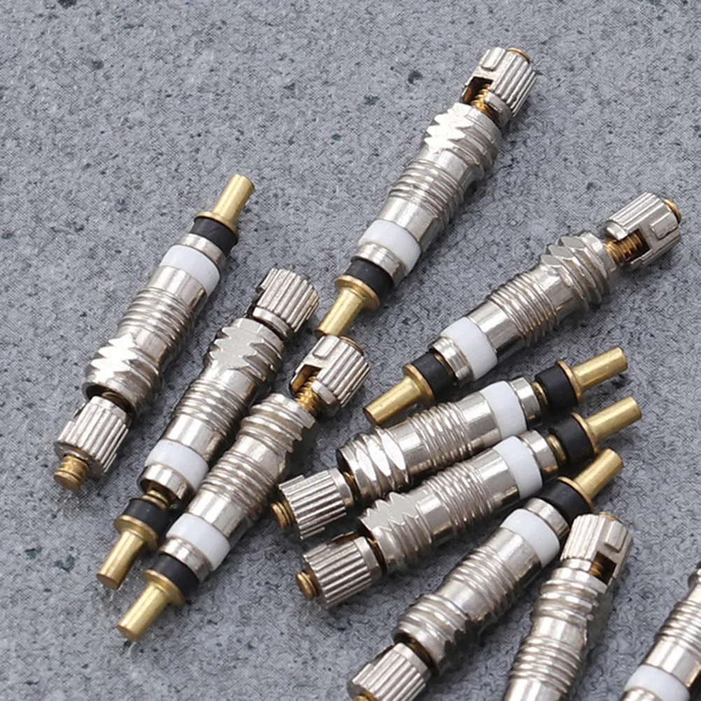 

10Pcs Tire Core Copper Nickel Plated Replaces Leaking Valves Stops Air Leak Tubeless Road Bike Stem Core Replacement