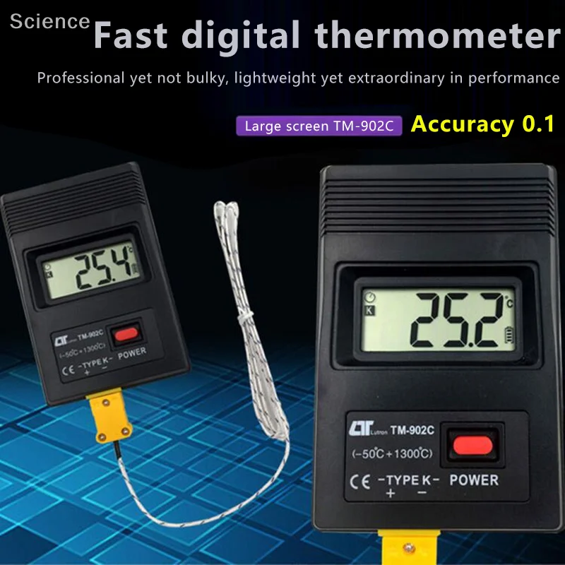 

Измеритель температуры General TM-902C (-50C до 1300C) TM902C Цифровой датчик термометра типа K + детектор зонда термопары