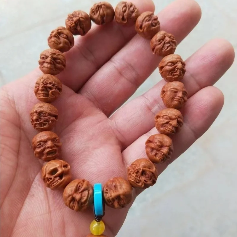 Dragon-patterned walnut carving , The Walking Dead collectible hand bracelet, unique and niche, popular among celebritie