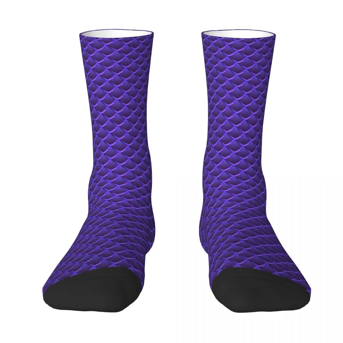 Purple Dragon Scales Pattern Stockings Adults Men Socks Comfortable Harajuku Socks Autumn Skateboard Non Skid Custom Socks Gift