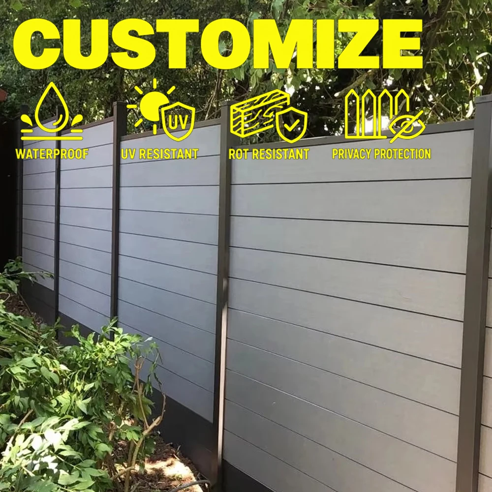 Any Size Custom Outdoor WPC Fence Panel Moisture Resistant Composite Wood Slat Fencing Garden Villa Privacy Security Screen Cust