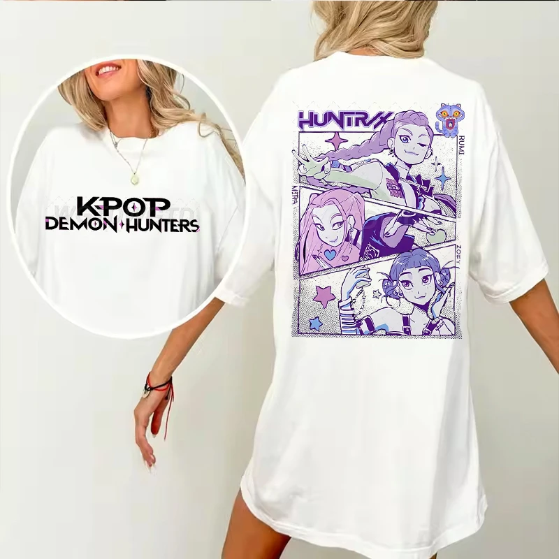 

KPop Demon Hunters T-shirt Women Men 2025 Fashion Casual Tops Short Sleeve K-Pop Demon Hunters Movie Harajuku Casual Shirt Gift
