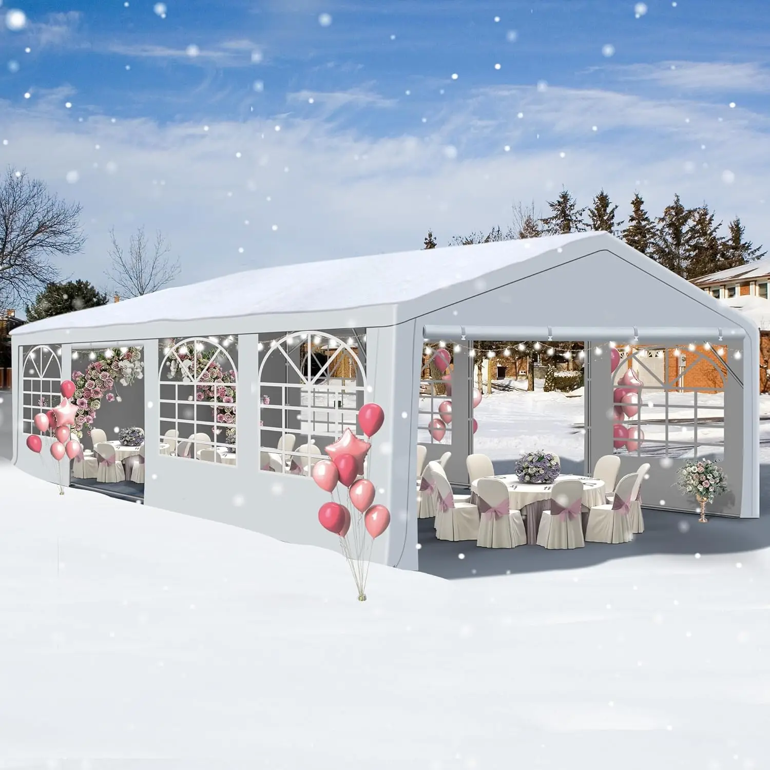 20' x 30' Canopy Party Tent Carport Heavy Duty Outdoor Wedding Gazebo with 4 Sand Bags Event Shelter Canopy for Outdoor Event